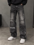 Jeansy Bershka Vintage Racing – Szare, Szeroki Krój