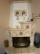 KOMINEK wkład Spartherm, szamot, kafle glazurowane, szyba trójścienna