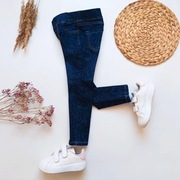 Spodnie 104 110 z nadrukiem love jeansy jeansowe legginsy elastyczne granat