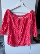 H&M zwiewna bluzka hiszpanka czerwona w białe kropki rozmiar M