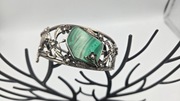 Bransoletka srebrna vintage malachit uralski Art Nouveau