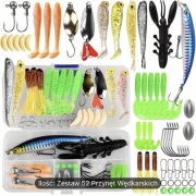 Zestaw wędkarski 52 sztuki przynęta