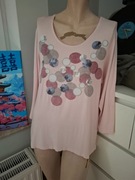 44 XXL Gerry Weber wiskoza różowa bluzka w kropki w groszki print cekiny