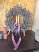 Wianek na drzwi z suszonego mikołajka – fioletowy boho rustykalny 35 cm
