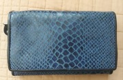 Portfel skórzany niebieski skóra węża skóra naturalna okazja