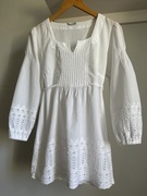 Biała bawełniana bluzka na długi rękaw z haftem