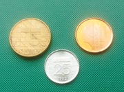 HOLANDIA - Zestaw 3 różnych monet 1 5 25 Cents Gulden 1982 1988 K7