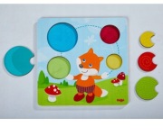 Puzzle sensoryczne drewniane Lisek