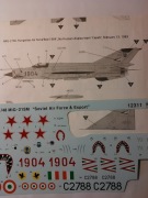 KALKOMANIA CARTOGRAF 1:48 MIG-21 Z MODELU ACADEMY 12311 INSIGNIA