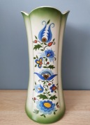 Wysoki wazon 30,5 cm Lubiana wzory kaszubskie zielony