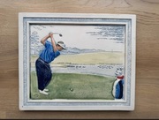 JIE Sweden Golfista kafel ścienny rzeźba prezent unikat Szwecja hobby golf