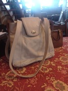 Torba duża skórzana,na laptop długa rączka popielata