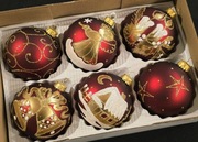 Bombki choinkowe szklane malowane 6 szt ozdoby na choinkę retro styl prl 