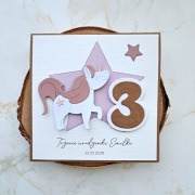 Kartka na roczek, kartka na 2, 3 urodziny, z jednorożcem, personalizowana