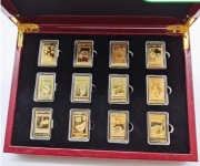 Kolekcjonerski zestaw znaków chińskiego Zodiaku w formie złotych sztabek