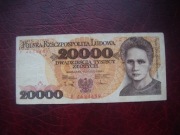 Polska Banknot PRL 20000 zł .1989 r.MARIA SKŁODOWSKA CURIE  seria F