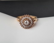 Pierścionek srebro 925, złocone. Diamenty naturalne 