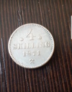 4 skilling Norwegia 1871r srebro b. rzadka