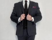 Garnitur szary krata Bytom 176/104/92