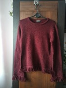 Sweter z frędzlami sweterek frędzle Clock house burgund sweter bordo WEŁNA 