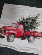 Poszewka świąteczna dekoracyjna na Boże Narodzenie auto z choinką 