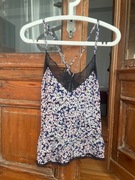 Zadig&Voltaire top kwiaty floral koronka ramiączka