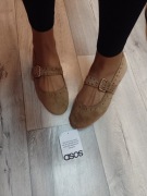 (40) ASOS/ Beżowe, bogato zdobione baleriny z zapięciem, NOWE 