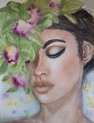 obraz portret kobiety akwarela  40x30 cm