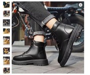 Wysokie buty męskie skórzane buty modne botki motocyklowe rozmiar 44