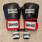 Zestaw bokserski DANIKEN Rękawice 14oz + Owijki bokserskie | Stan BDB
