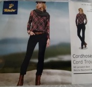 DAMSKIE GRANATOWE SZTRUKSOWE SPODNIE  PROSTE NOGAWKI TCHIBO 