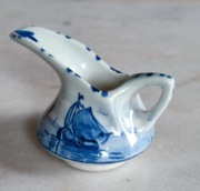 Vintage Delft Blue Holland Niebieski i Biały statek Porcelanowy Mlecznik
