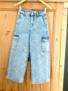 Przepiękne szerokie spodnie jeansowe z kieszeniami sinsay 146