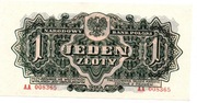 II RP BANKNOT 1 ZŁOTY 1944 SERII AA