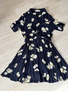 Sukienka Ganni wiskoza rozmiar L koszulowa granatowa w kwiaty