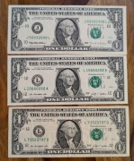 banknoty 1 dolar USA zestaw 3 szt 1995 i 2009 
