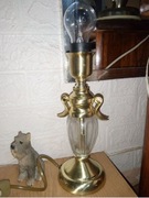 Stylowa lampka stołowa biurkowa rustykalna szkło i metal