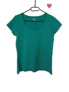 Bawełniany turkusowy T-shirt damski Crivit basic z dekoltem 38 M