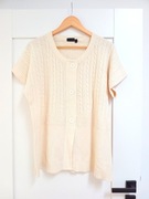 biała ecru sweterkowa bluzka damska bluzeczka z guzikami 46XXXL rekaw