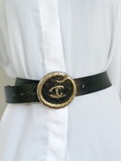 Oryginalny pasek Just Cavalli skórzany skóra naturalna duża klamra Italy