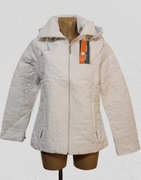 Nowa biała pikowana kurtka z kapturem 40/42 Paker