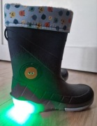 Gumowce ocieplane chłopięce, świecące, rozmiar 26/27