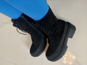 Czarne trapery sznurowane zamszowe workery