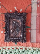 "koń 77", miedziana płaskorzeźba 50x85mm, miedź, relief, obrazek