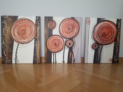 Obraz / tryptyk dmuchawce pomarańczowy abstrakcja