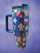 Kubek termiczny ze wzorkami a'la Stanley niebieski 