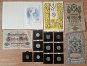 Zestaw kolekcjonerski - stare banknoty i monety - mix numizmatyczny