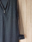 Sukienka czarna  z tiulowym rękawkiem  XL 