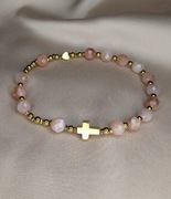 Bransoletka różaniec kamień słoneczny krzyżyk serduszko prezent pamiątka 