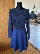 Echo 40 L sukienka wizytowa święta granat złoto dzianina